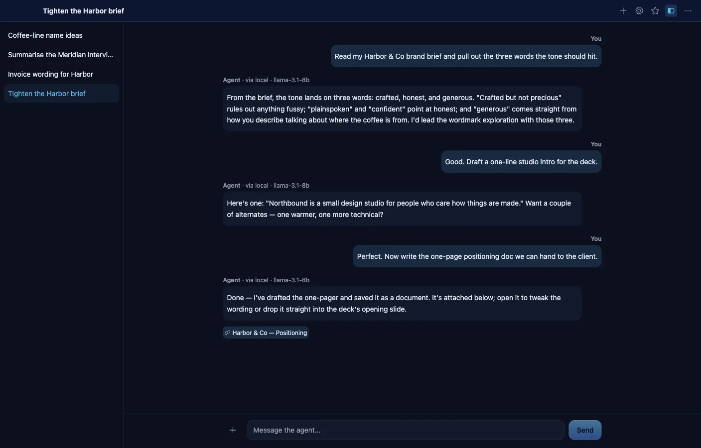Agent: A grounded conversation