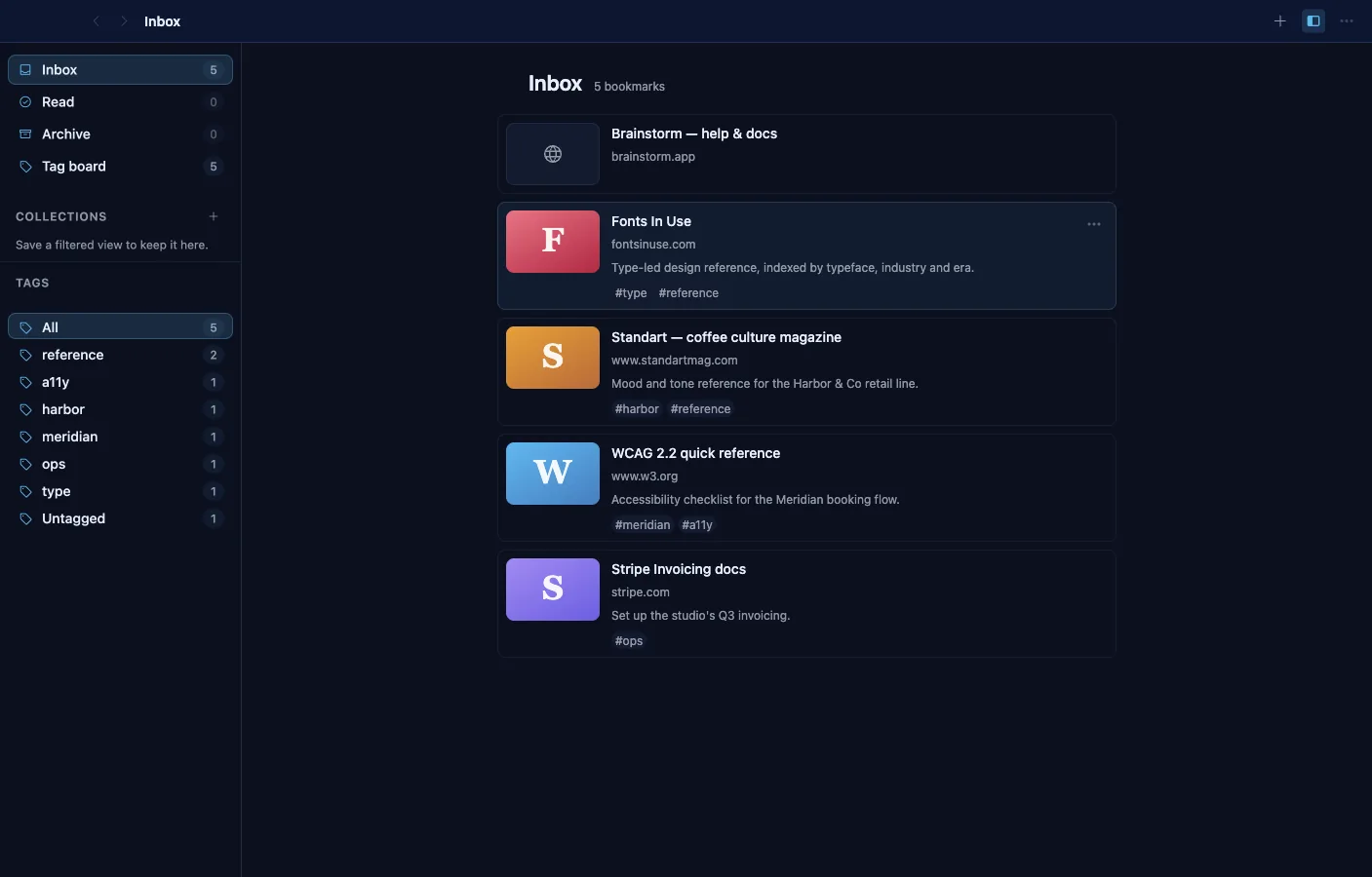 Bookmarks: The inbox