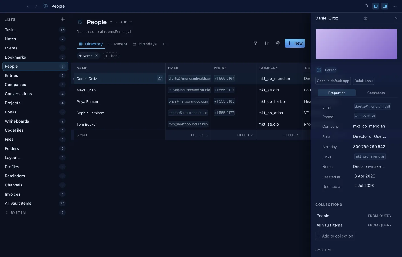 Database: Row inspector