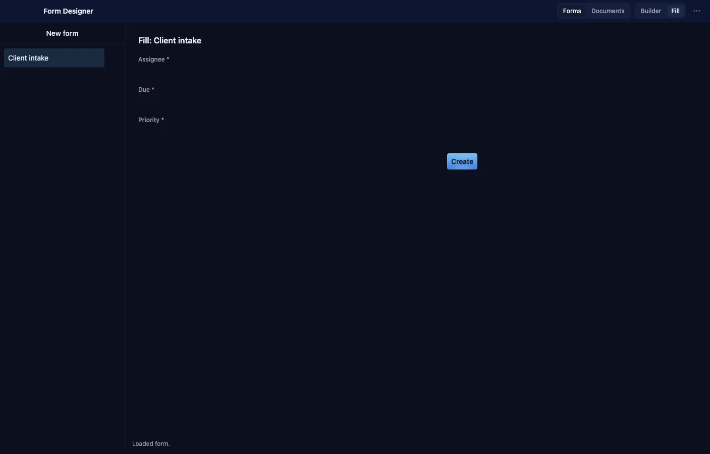 Form Designer: Fill mode