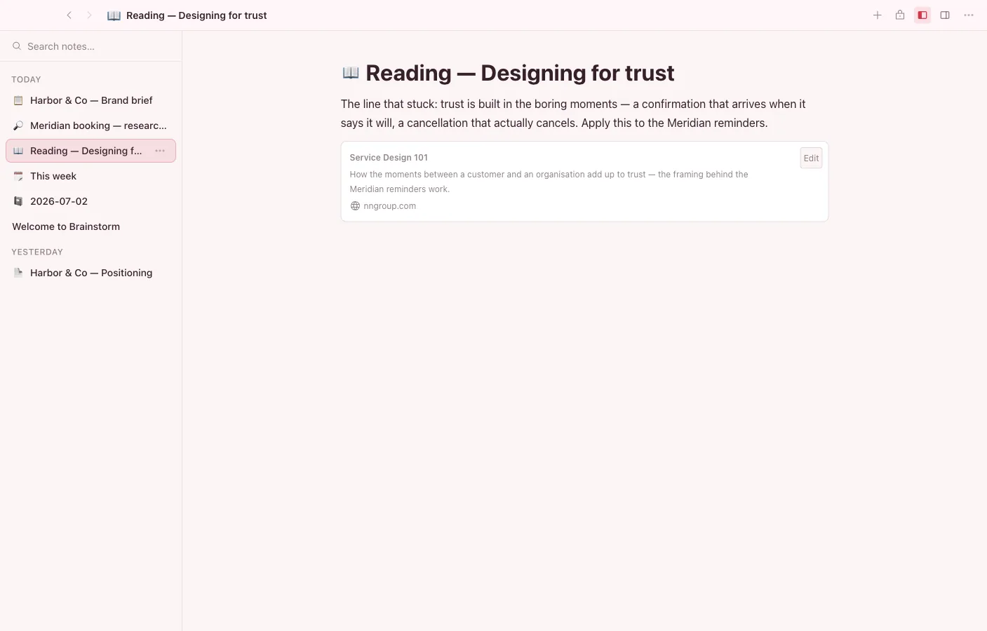 Notes: Notes that link out